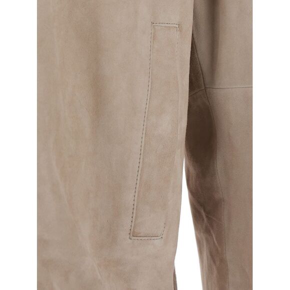 Arma Men Beige Jacket With Classic Collar In Leather Man